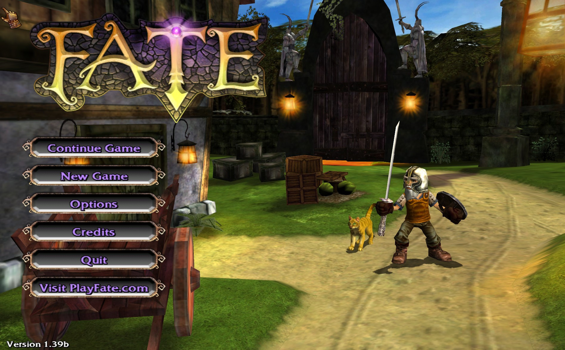 FATE title screen showing menu and character with cat